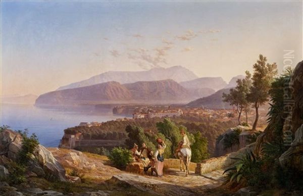 Blick Auf Sorrent Oil Painting by Carl (Karl) Wilhelm Goetzloff
