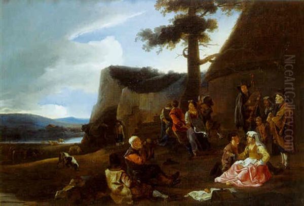 Le Repos Des Paysans Dans La Campagne Oil Painting by Antoon Goubau