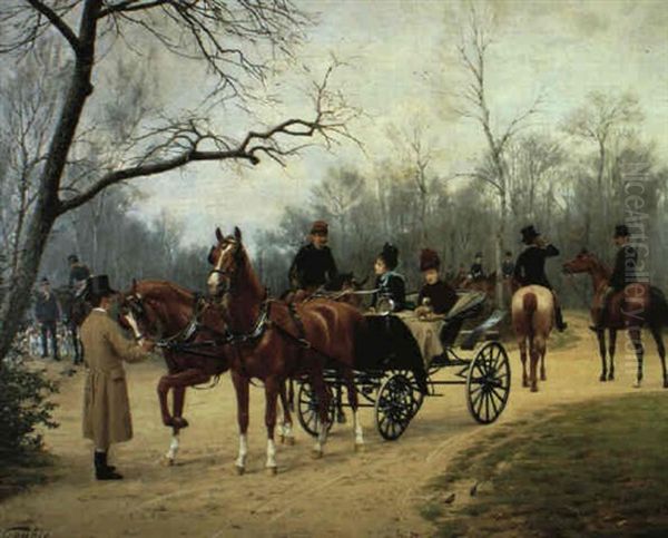 The Meet Oil Painting by Jean Richard Goubie