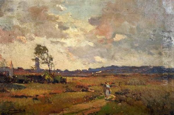 Couple Strolling Oil Painting by Jean Leon Henri Gouweloos