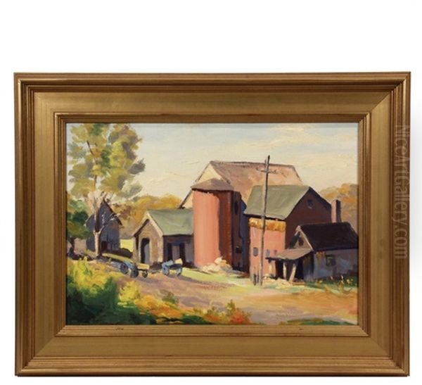 Blue Farm Wagon Oil Painting by Elwyn George Gowen