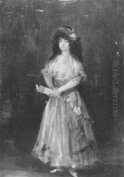 Portrait Of Maria Del Rosario Ferandez,                     Called La Tirans, Full Length Oil Painting by Francisco Goya