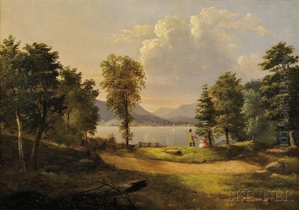 Afternoon Along The Hudson Oil Painting by Victor de Grailly