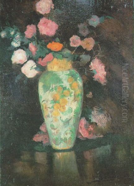 Bodegon De Flores Oil Painting by Luis Graner y Arrufi