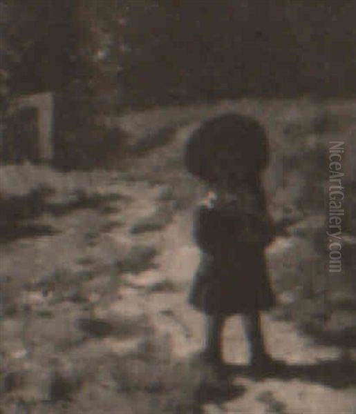Young Girl In A Landscape Oil Painting by Clement Rollins Grant