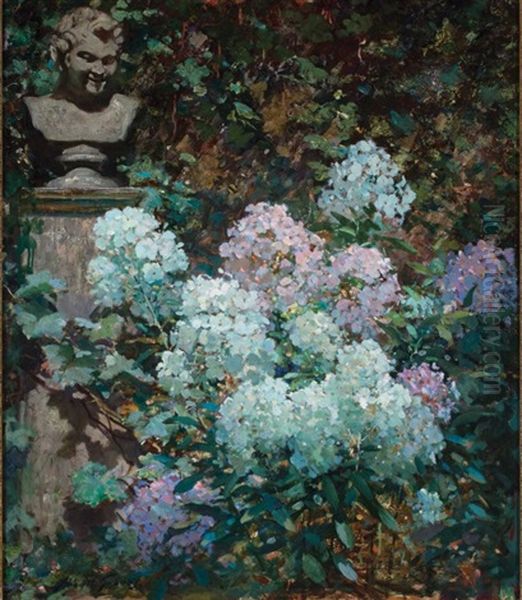 In A French Garden Oil Painting by Abbott Fuller Graves
