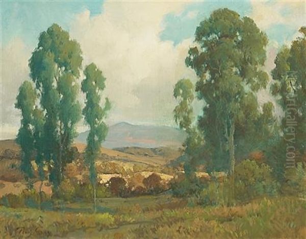 A View Through The Eucalyptus Trees Oil Painting by Percy Gray
