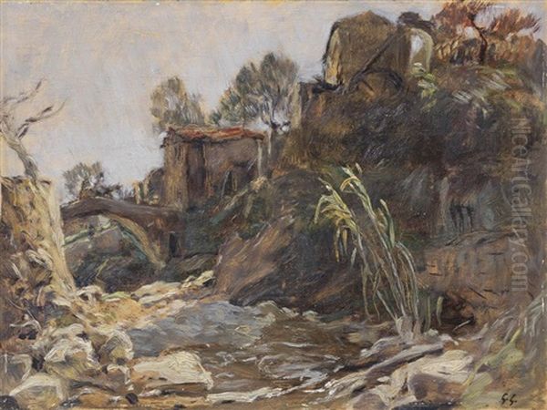 Paese Oil Painting by Giuseppe Graziosi