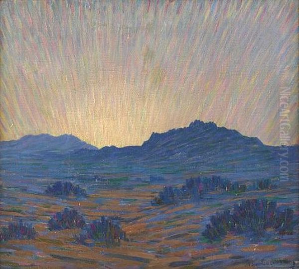 Desert At Sunset Oil Painting by Joseph David Greenbaum
