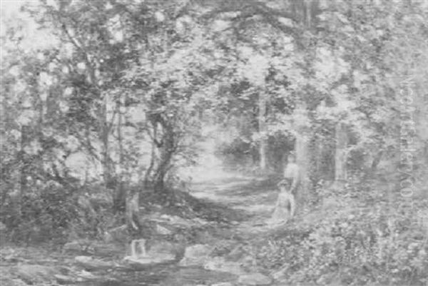 A Woodland Glade (a Genre Scene) Oil Painting by Frank Gresley