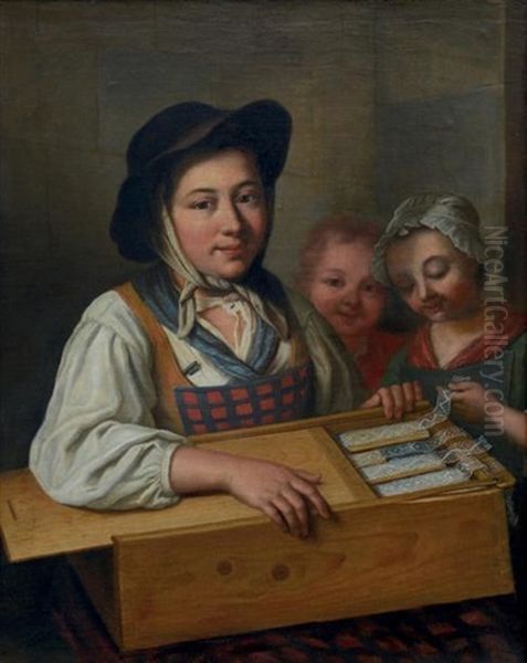 La Marchande De Dentelles Oil Painting by Gabriel (Gaspard) Gresly