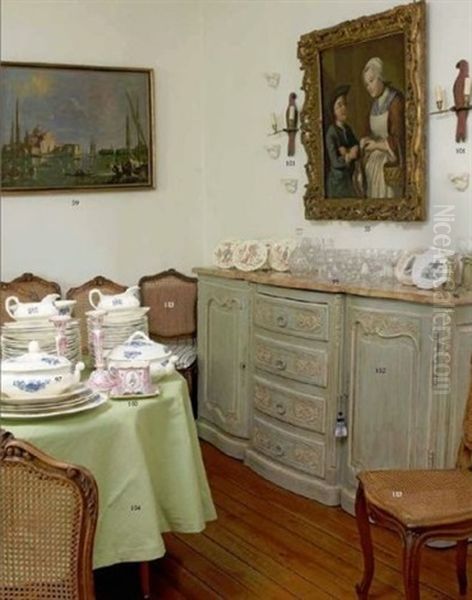 Chasseur, Cuisiniere Et Gibier Oil Painting by Gabriel Gresly