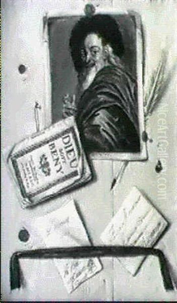Trompe-l'oeil Avec Democrite Oil Painting by Gabriel (Gaspard) Gresly