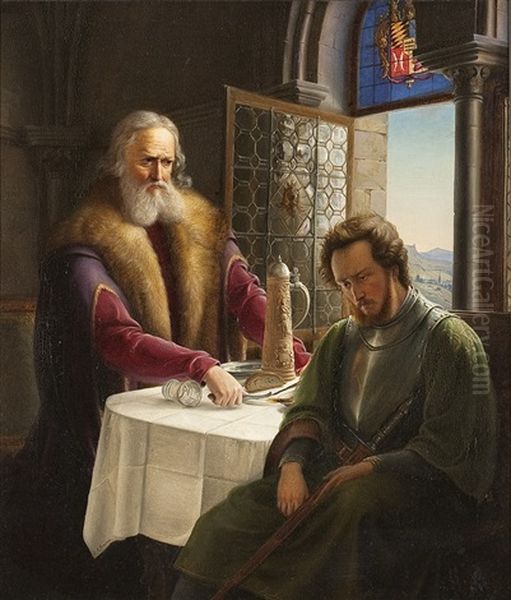 Das Zerschnittene Tischtuch Oil Painting by Anton Greven