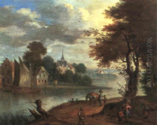 Paysage De La Vallee Du Rhin Oil Painting by Jan Griffier the Elder