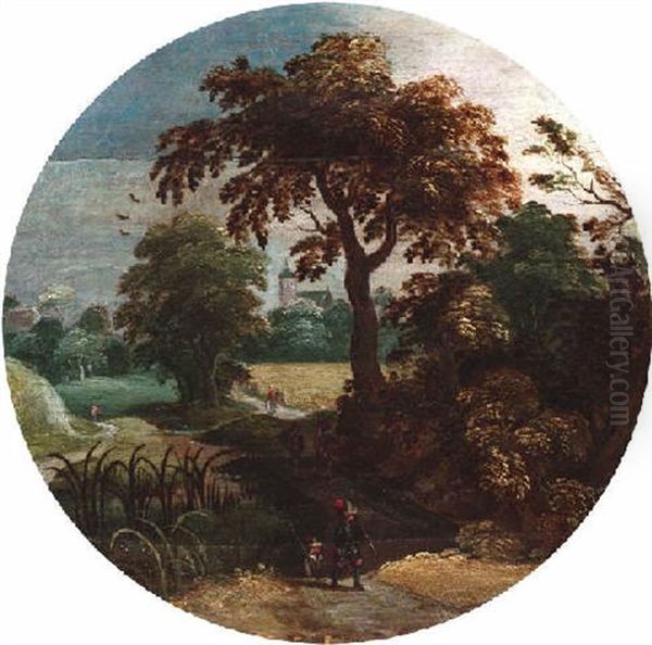 Sommerliche Landschaft Mit Landsknechten Oil Painting by Abel Grimmer