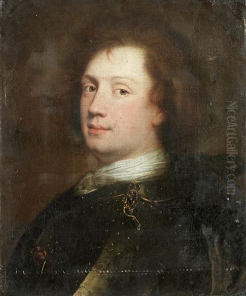 Portrait Of A Man, Bust-length, In A White Cravat And Armour Oil Painting by Alexis Grimou