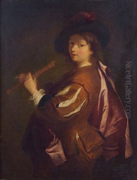 Le Jeune Flutiste Oil Painting by Alexis Grimou