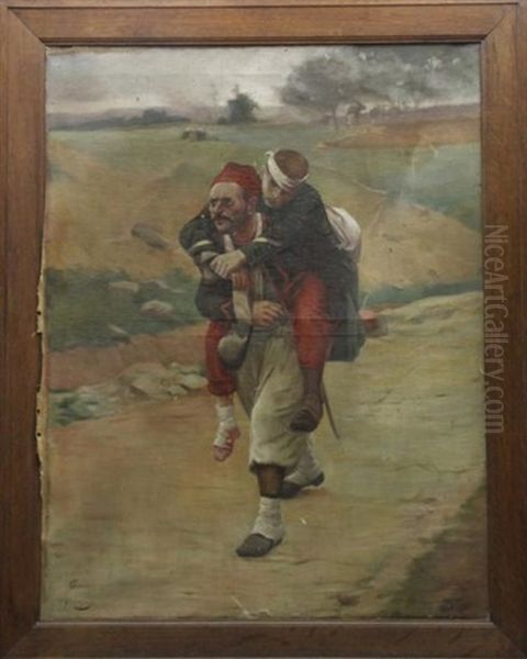 Soldats Blesses Oil Painting by Paul (Louis Narcisse) Grolleron