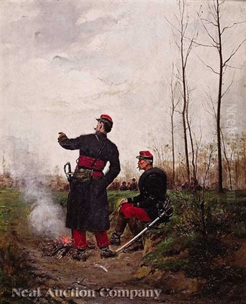The Franco-prussian War; French Officers Planning The Attack Oil Painting by Paul (Louis Narcisse) Grolleron