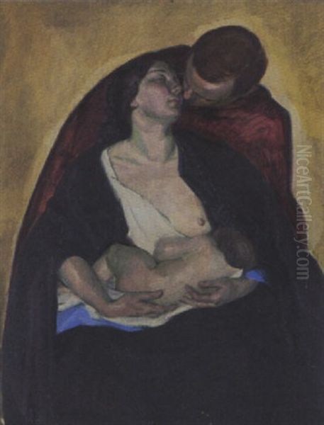 Familiengluck Oil Painting by Hermann Grom-Rottmayer