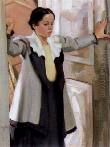 Madchen Im Atelier Oil Painting by Hermann Grom-Rottmayer