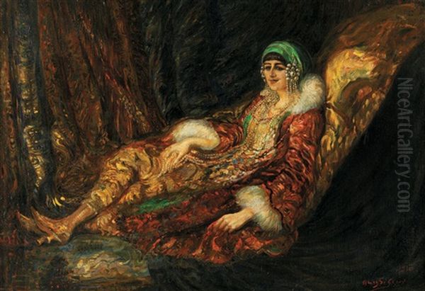 Jeune Femme Allongee Oil Painting by Henry de Groux