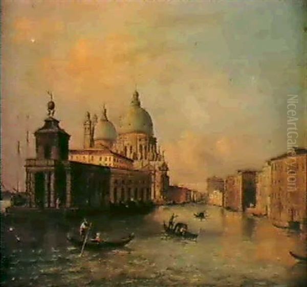Views Of S. Maria Della Salute And The Piazzetta From The   Grand Canal, Venice Oil Painting by Carlo Grubacs