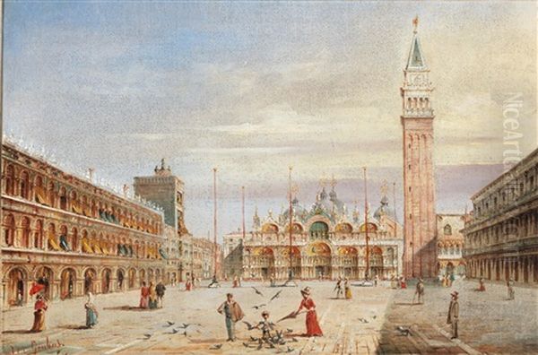 The Piazza San Marco In Venice Oil Painting by Marco Grubas