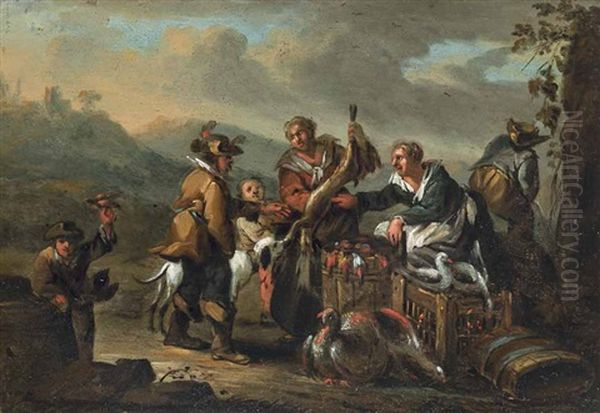 Wildbrethandler Oil Painting by Norbert Joseph Carl Grund