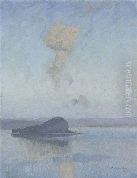 Lion Island Oil Painting by Elioth Gruner