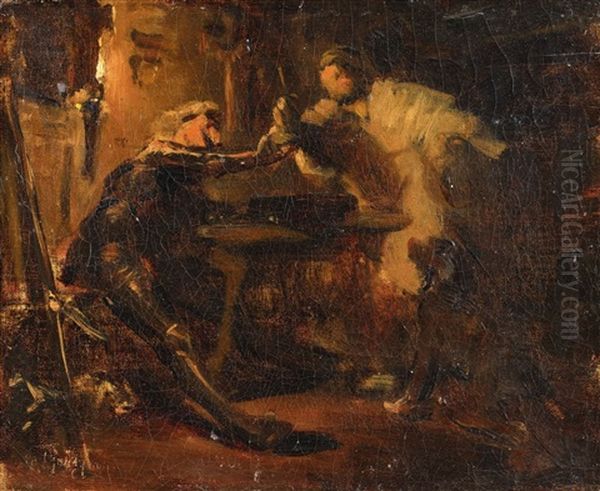 Richard Lionheart And The Hermit Oil Painting by Eduard von Gruetzner