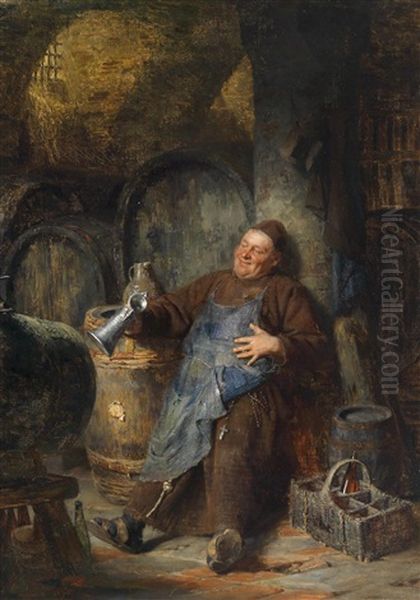 Ein Guter Schluck! Oil Painting by Eduard von Gruetzner