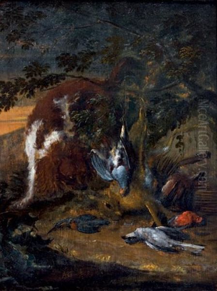 Chien Gardant Le Gibier Devant Un Paysage Oil Painting by Adriaen de Gryef