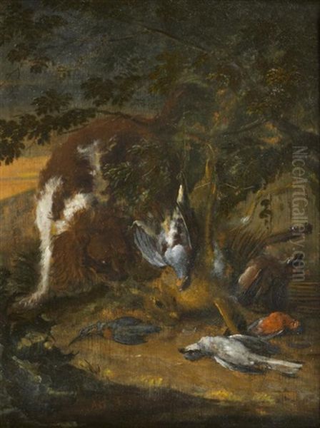 Chien Gardant Le Gibier Devant Un Paysage Oil Painting by Adriaen de Gryef