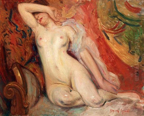 Naken Kvinna Pa Divan Oil Painting by Henry Gsell