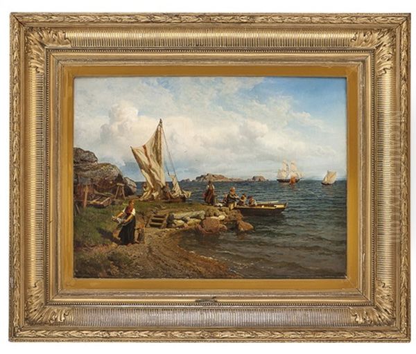 Morning Breeze Oil Painting by Hans Frederick Gude