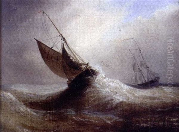Voiliers Dans La Tempete Oil Painting by Baron Jean Antoine Theodore Gudin