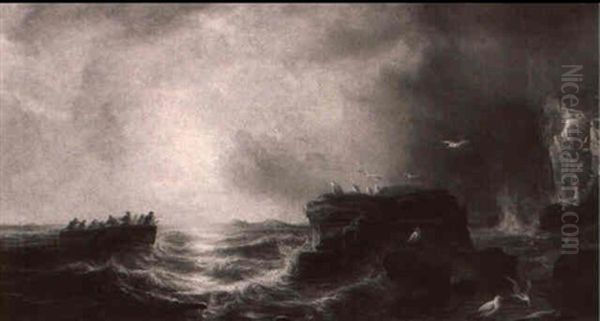 Coming Ashore Oil Painting by Baron Jean Antoine Theodore Gudin