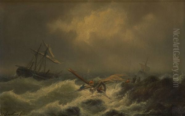 Naufrage Oil Painting by Henriette Gudin