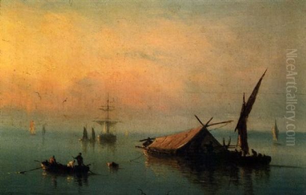 Barques De Pecheurs Oil Painting by Henriette Gudin