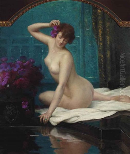 Femme Au Bain Oil Painting by Gaston Edouard Guedy