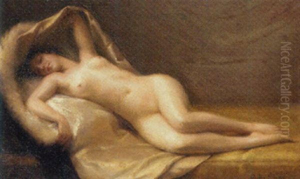 A Reclining Nude Oil Painting by Gaston Edouard Guedy