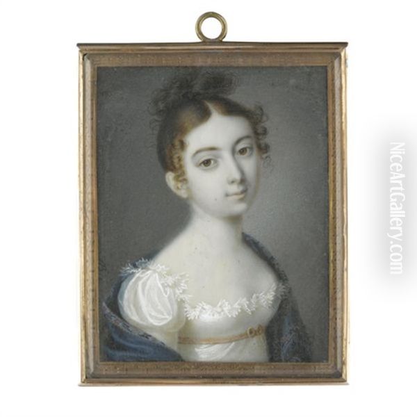 Portrait Of A Lady (archduchess Maria Ludovica Of Austria, Later Empress Of Austria?) Oil Painting by Bernhard von Guerard