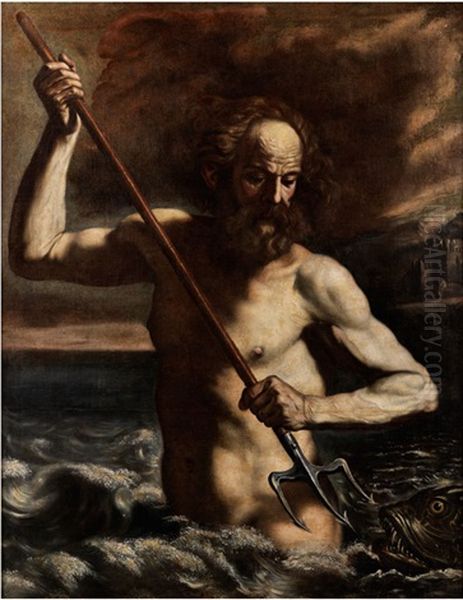 Neptun In Meereswogen Oil Painting by  Guercino
