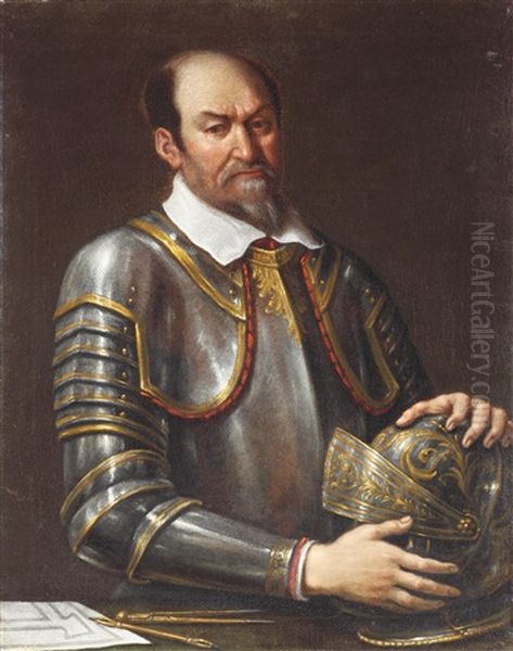 Bildnis Eines Bartigen Mannes In Einer Goldtauschierten Prunkrustung Oil Painting by  Guercino