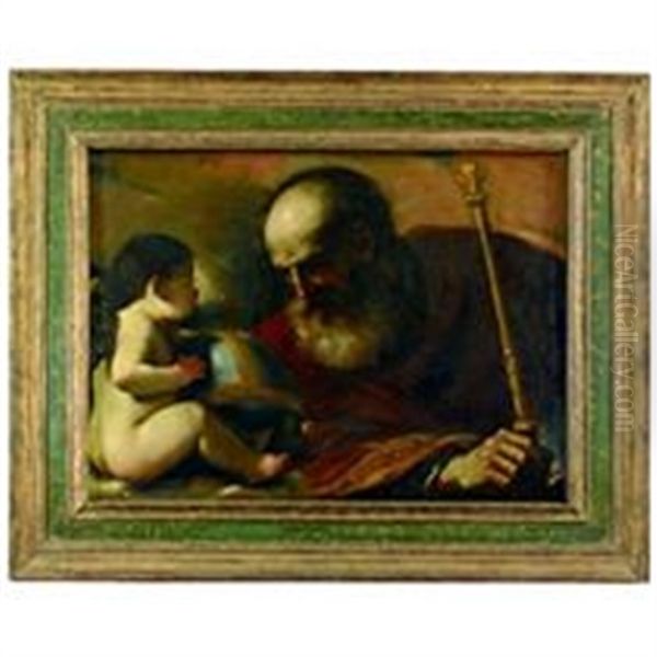 Dieu Le Pere Et L'ange Oil Painting by Giovanni Francesco Barbieri