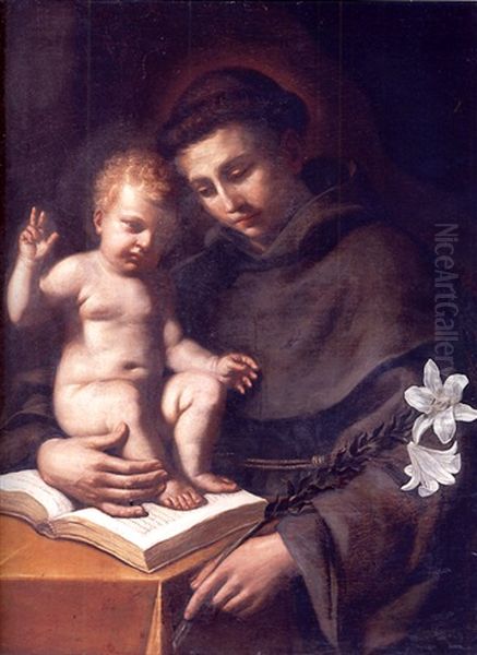 Saint Anthony Of Padua With The Infant Christ Oil Painting by  Guercino