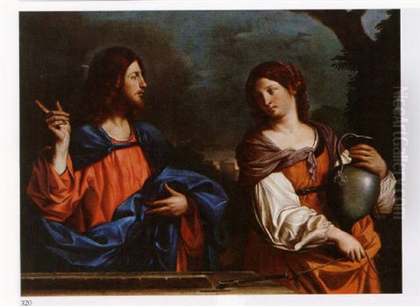 Christ And The Woman Of Samaria At The Well Oil Painting by  Guercino
