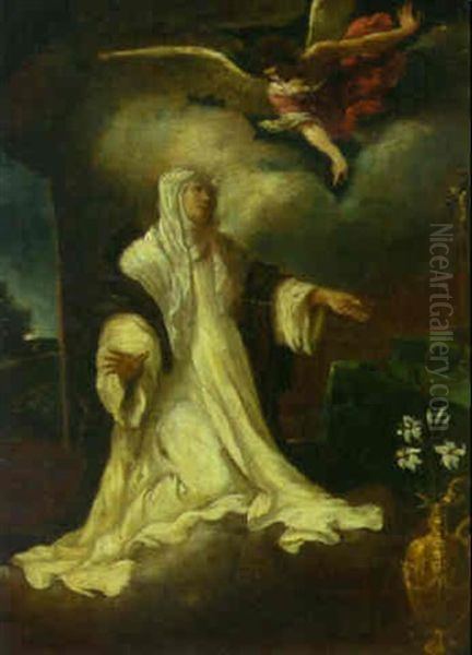 The Vision Of Saint Catherine Of Siena Oil Painting by  Guercino
